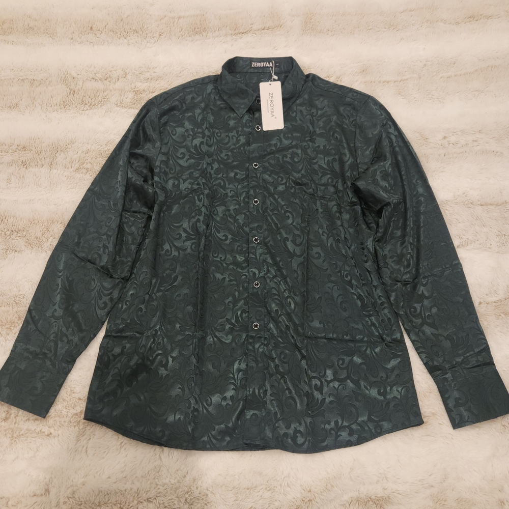 Zeroyaa Dark Green Patterned Shirt